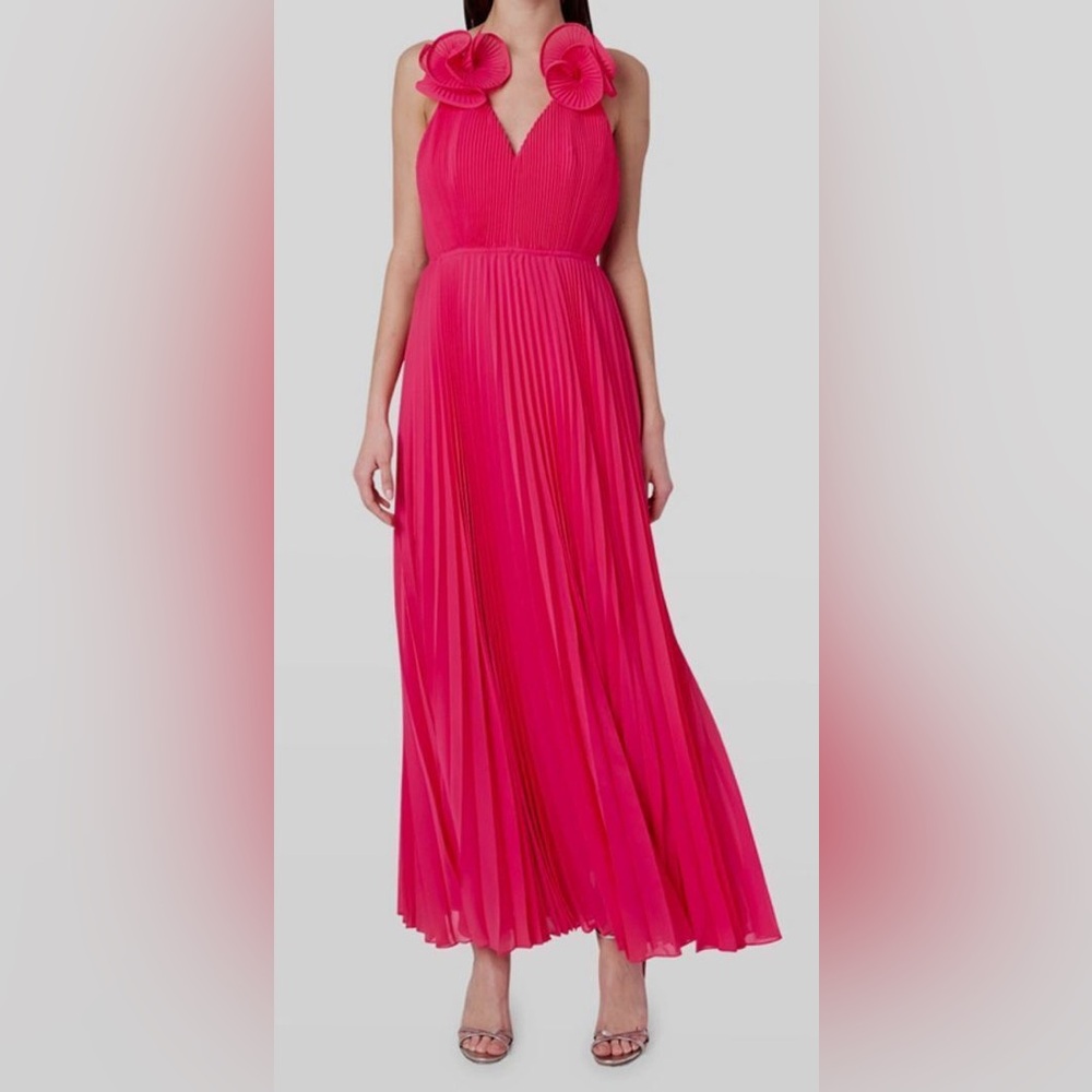 Milly Women's Pink Evie Pleated A-Line Gown Dress